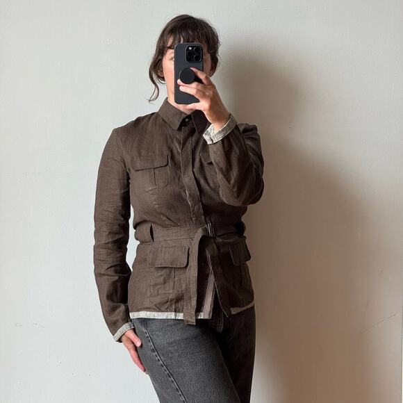 MAXMARA 100% Linen Belted Utility Jacket - Picture 1 of 12